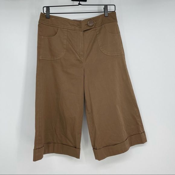 Larry Levine Brown Wide-Leg Stretch Capri Pants | Size 8 - Picture 4 of 9